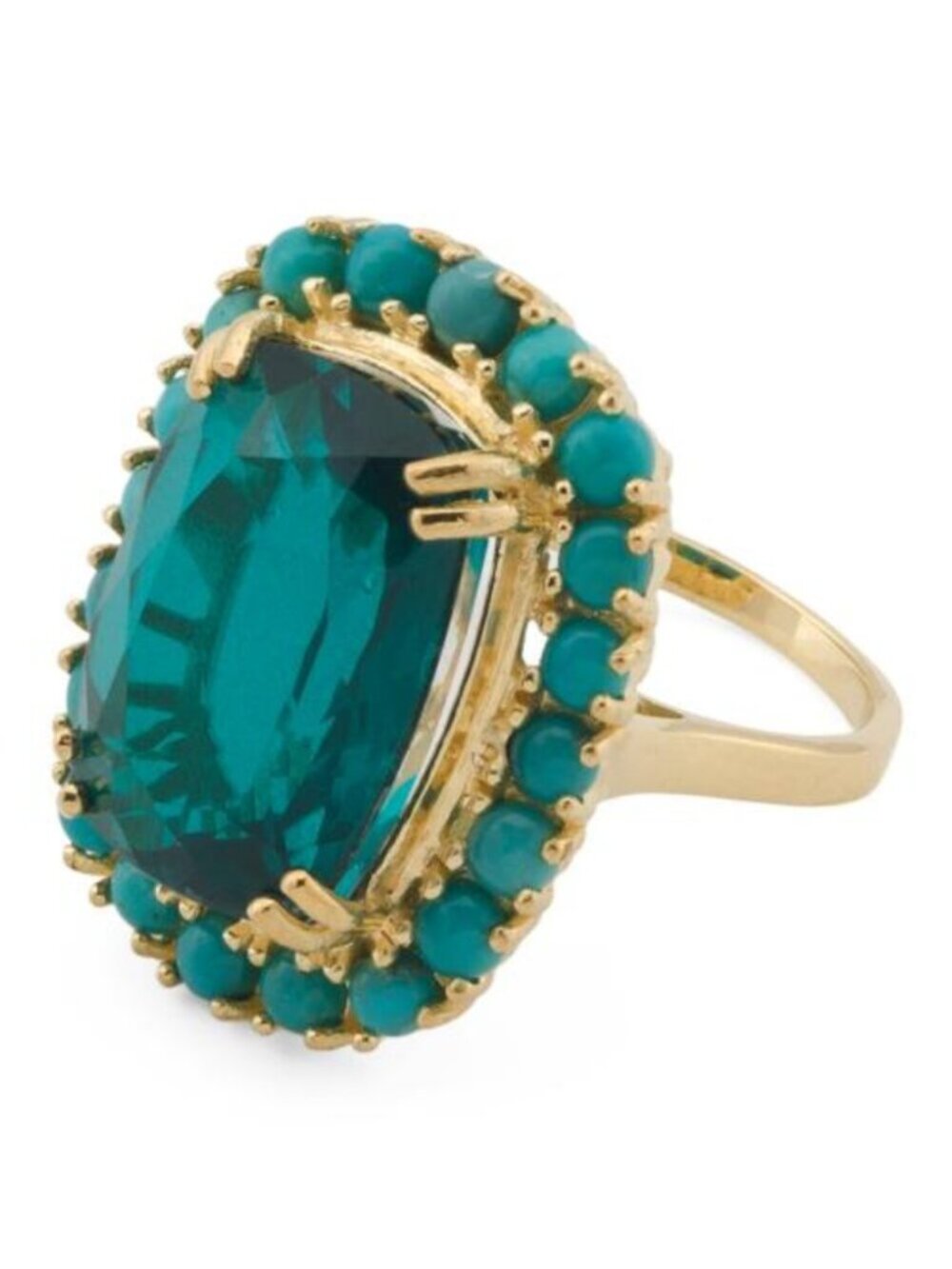 SHIVAM Made In India 18kt Gold Plated Sterling Silver Blue Quartz Ring